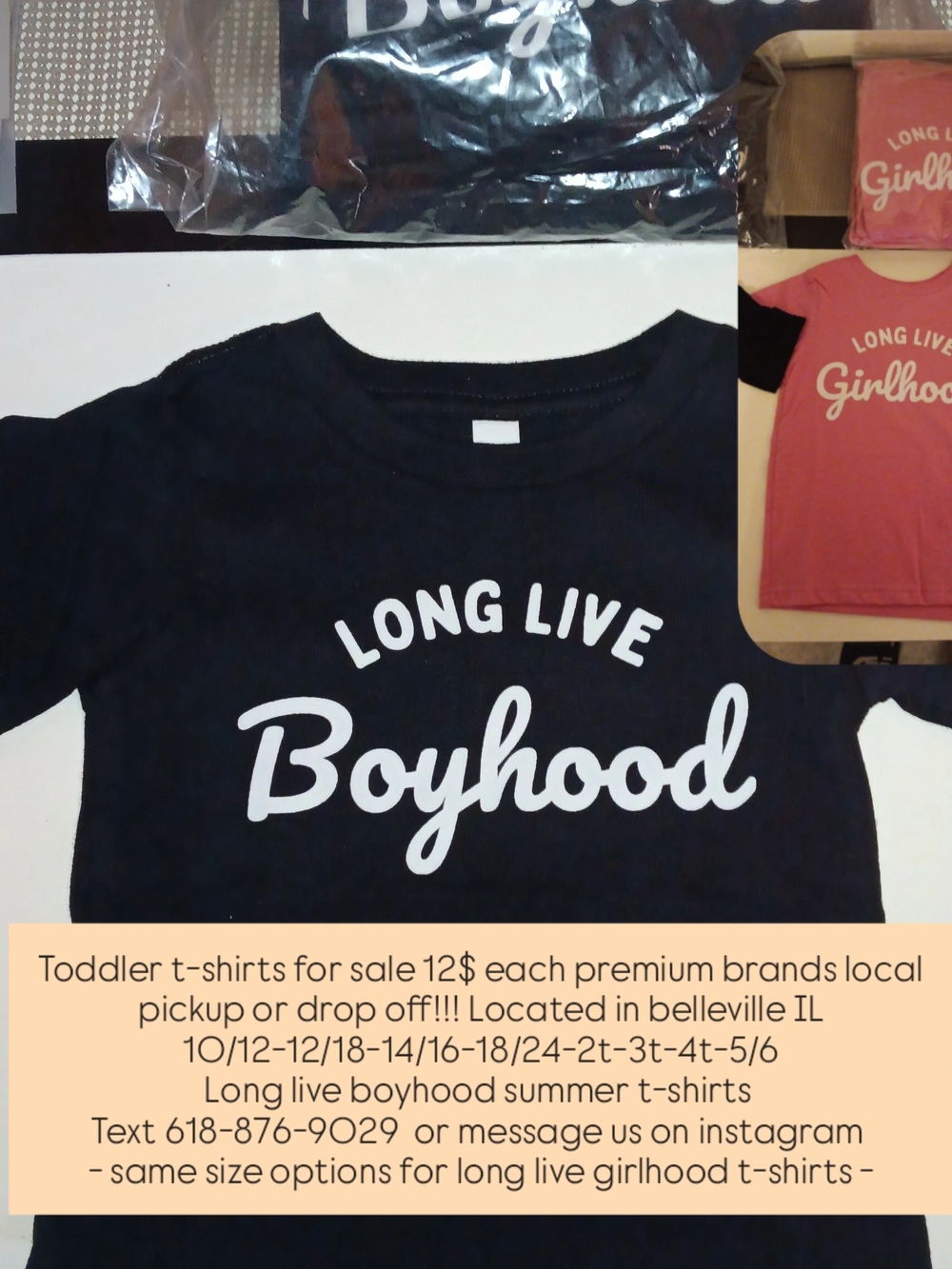 Long Live Boyhood Kids Short Sleeve Tee - Black & Long Live Girlhood-black 12$